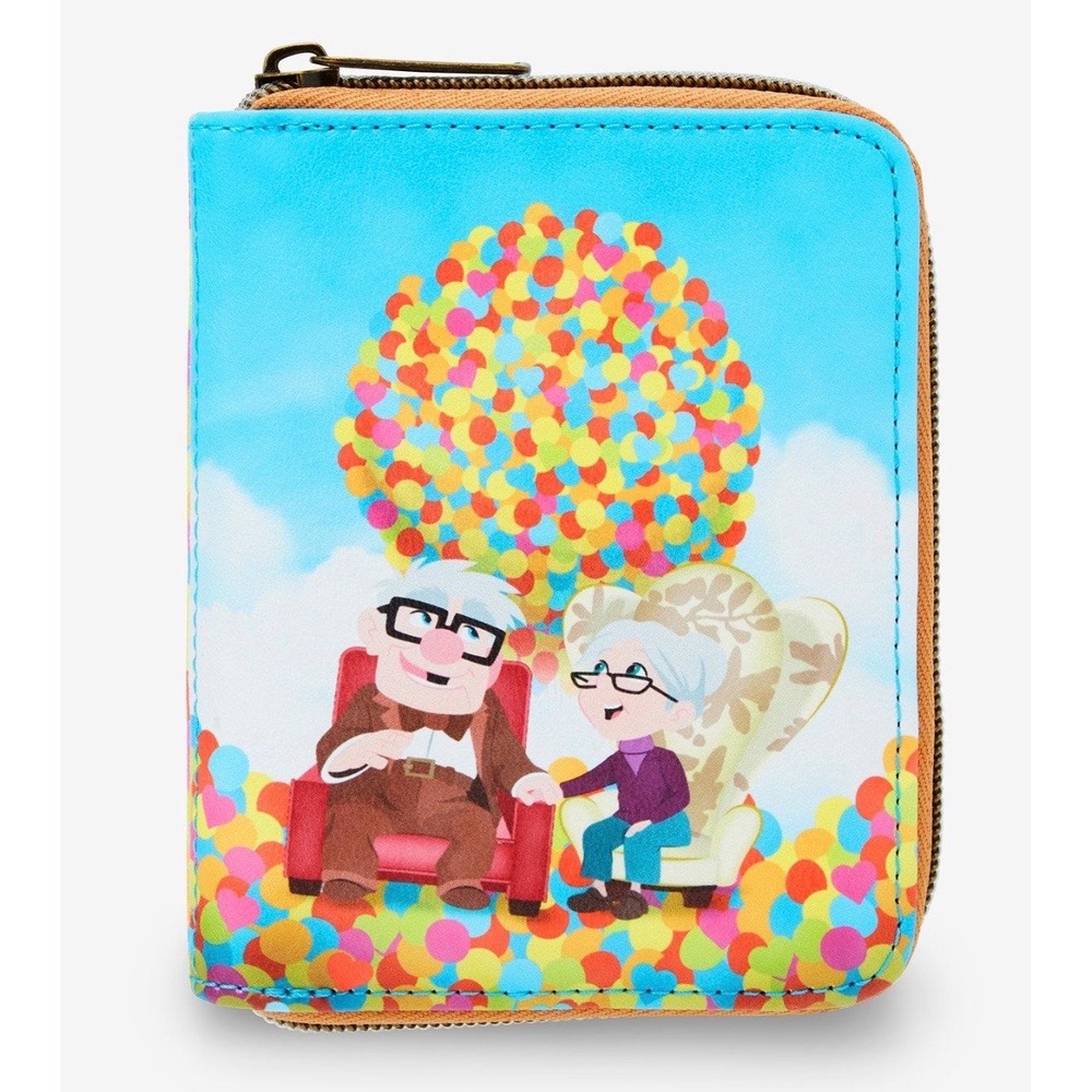 Loungefly Pixar Up Wallet Womens Blue Excellent Carl Ellie Balloon Zip NWT